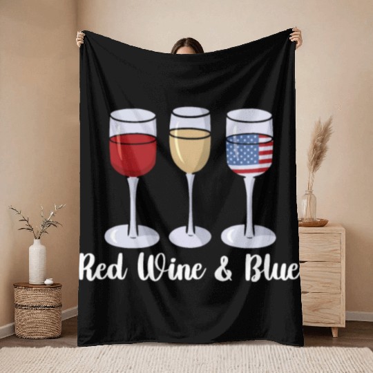 Red Wine & Blue | Bourbon Drinker Throw Blankets | Whisky