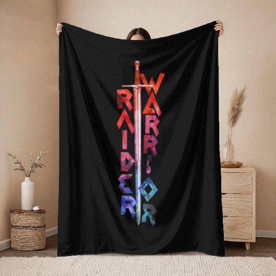 Raider Warrior logo 2 by Carmo Fernandes Throw Blankets