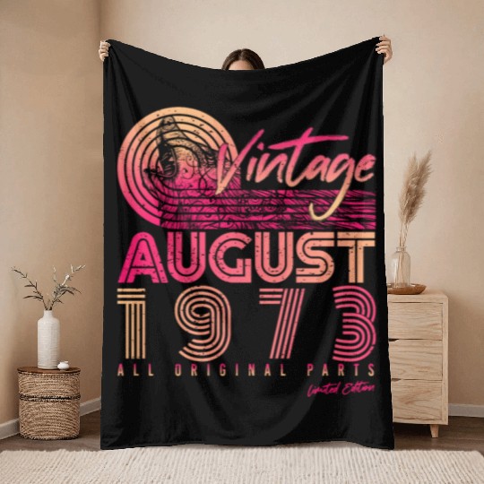 Vintage 1973 August Throw Blankets