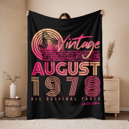 Retro 1978 In August Throw Blankets