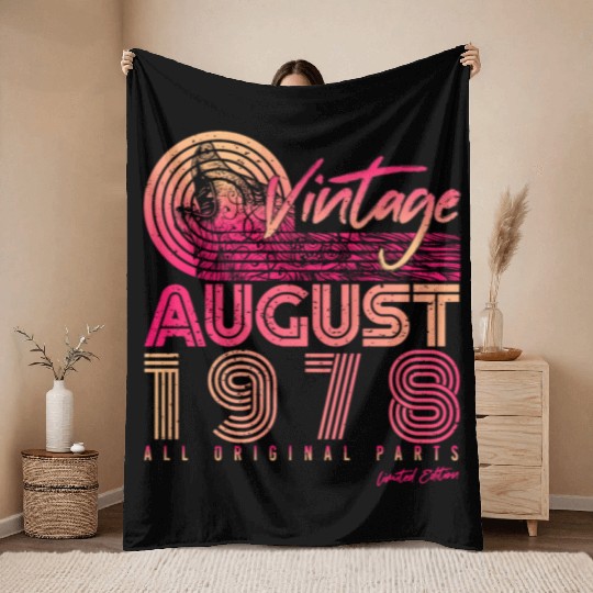 Retro 1978 In August Throw Blankets
