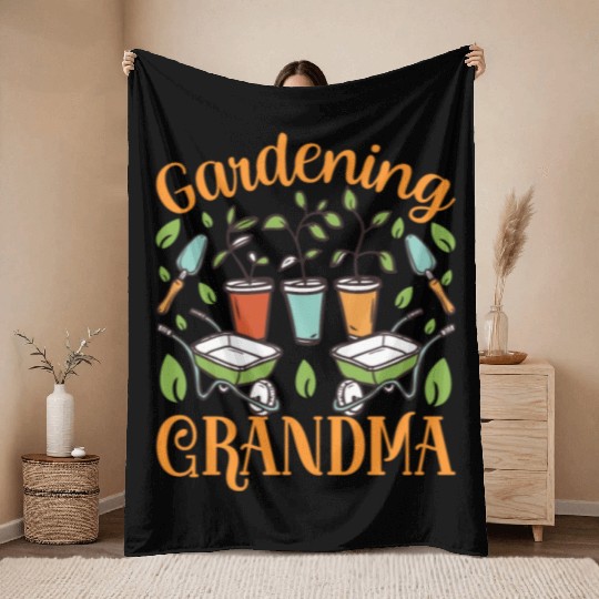 Gardening Grandma Garden Granny Gardener Throw Blankets