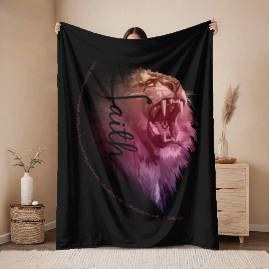 Lion of Juda (clear Faith) Throw Blankets