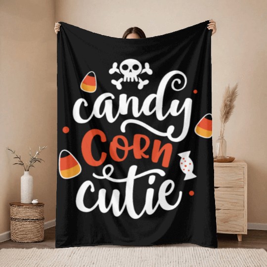 Candy Corn Cutie Halloween Holiday Scary Throw Blankets