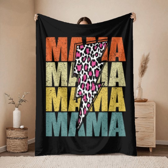 Lightning Bolt Leopard Cheetah Print Multi Color Throw Blankets