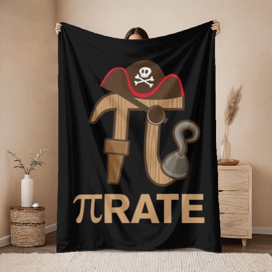 Pirate Funny Math Geek 3 14 Hat Hook Pi Day March Throw Blankets