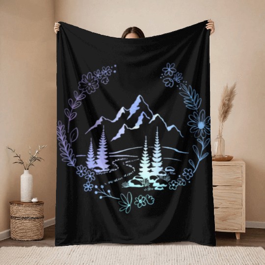 Flower Mountain Landscape Wilderness Mountaineer Throw Blankets