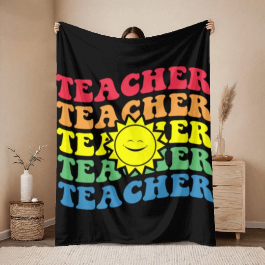 Teacher,Kindergarten Teacher Lovely Retro Teacher Throw Blankets