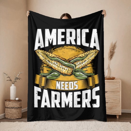 America Needs Farmers Funny Corn Farming Throw Blankets