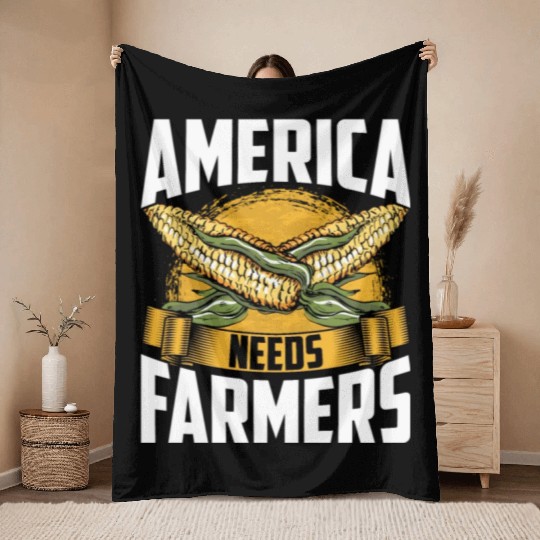 America Needs Farmers Agriculture Farmer Corn Throw Blankets