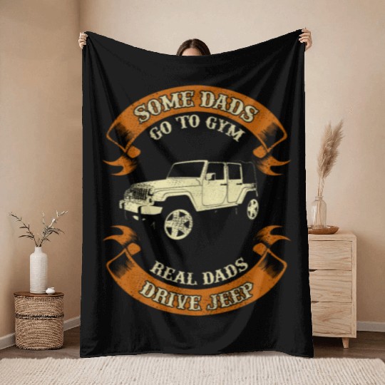Some dads jeep marge Throw Blankets