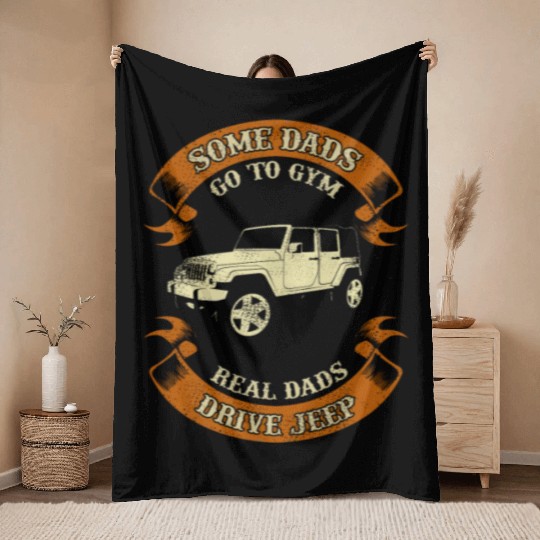 Some dads jeep marge Throw Blankets