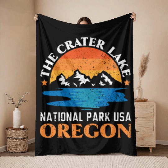 The Crater Lake National Park USA Oregon America Throw Blankets