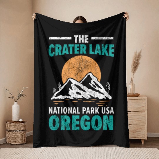 The Crater Lake National Park USA Oregon America Throw Blankets