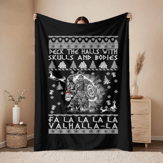 Deck The Halls Fa Valhalla La Throw Blankets