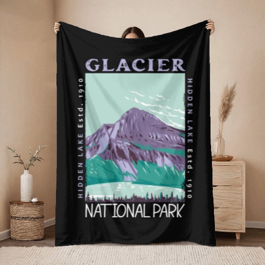 Glacier National Park Hidden Lake Distressed Throw Blankets