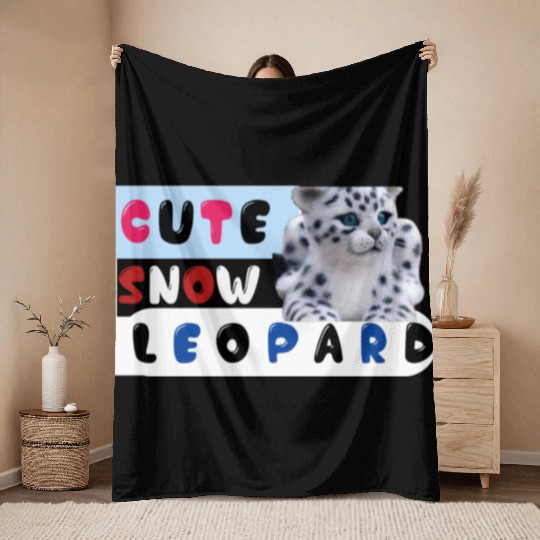 Cute Snow leopard |big cats Throw Blankets