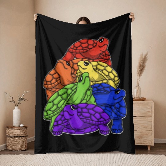 Turtle Stack LGBTQ Gay Pride Rainbow Flag LGBT Throw Blankets