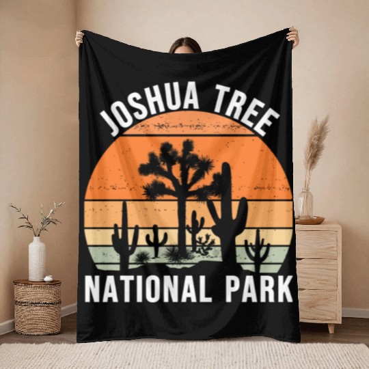 Vintage Joshua Tree National Park Throw Blankets