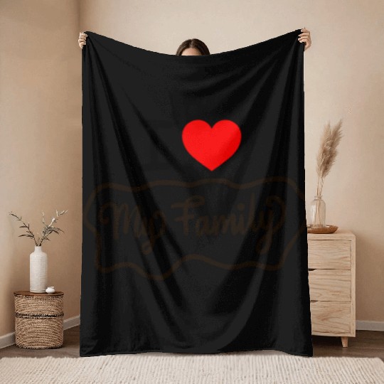 I Love My Family Funny design Classic Throw Blankets