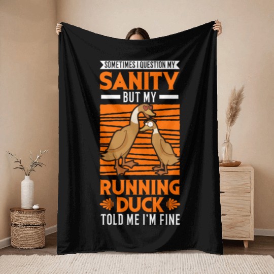 Running Duck Sanity Throw Blankets
