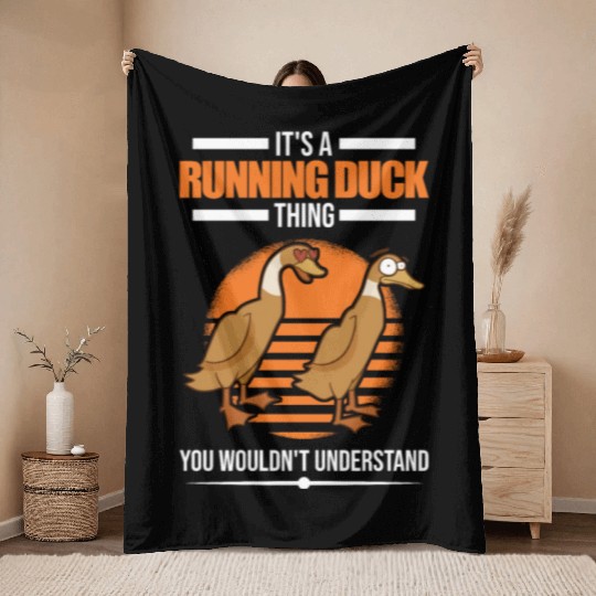 It's A Running Duck Thing Throw Blankets