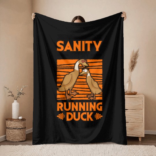 Running Duck Sanity Throw Blankets