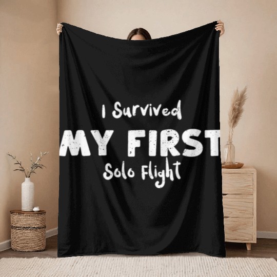 I Survived My First Solo Flight Throw Blankets