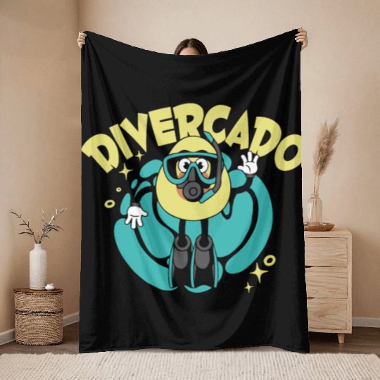 Scuba Diving Diver Throw Blankets