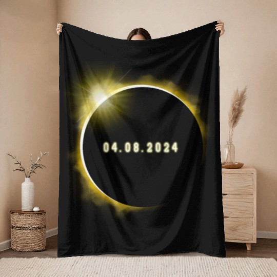 Total Solar Eclipse 4.08.24 Totality Solar Eclipse Throw Blankets