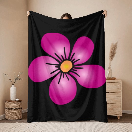 pink blooming daisy flower flowery, floral pattern Throw Blankets