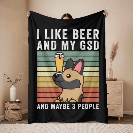 I Like Beer And My German Shepherd Throw Blankets