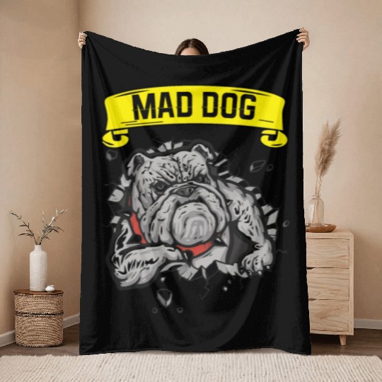 Mad dog pitbill lover Throw Blankets