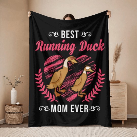 Best Running Duck Mom Ever Throw Blankets