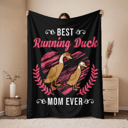 Best Running Duck Mom Ever Throw Blankets