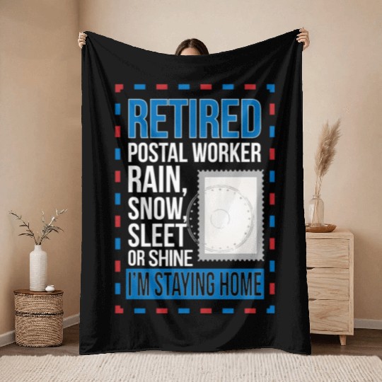 Retired Postal Worker Retirement Mailman Postman Throw Blankets