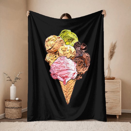ice cream Throw Blankets