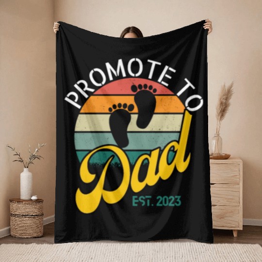 promote to dad 2023 Throw Blankets