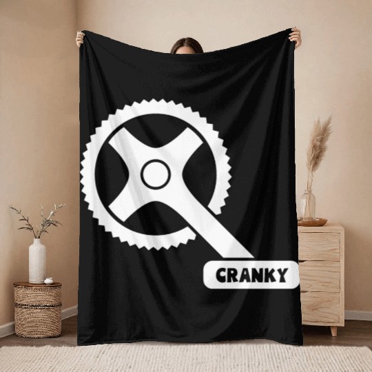 Cranky - Funny Cyclist Gift Throw Blankets