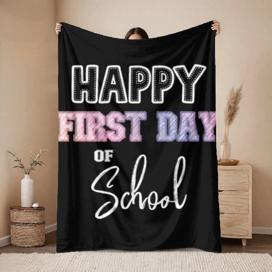 Kid Children First Day of School Throw Blankets