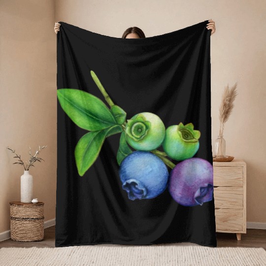 blueberries Throw Blankets
