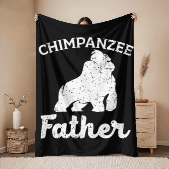 Chimpanzee Father Monkey Wildlife Animal Zookeeper Throw Blankets
