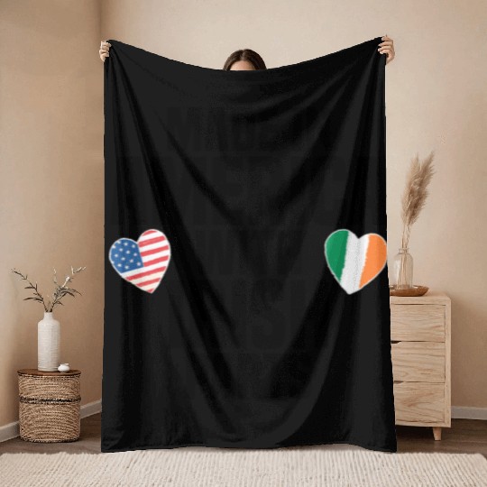 MADE IN AMERICA WITH IRISH PARTS Throw Blankets
