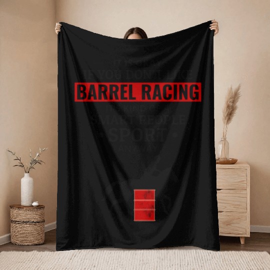 Barrel Racer Rodeo Racing Horse Riding Race Funny Throw Blankets