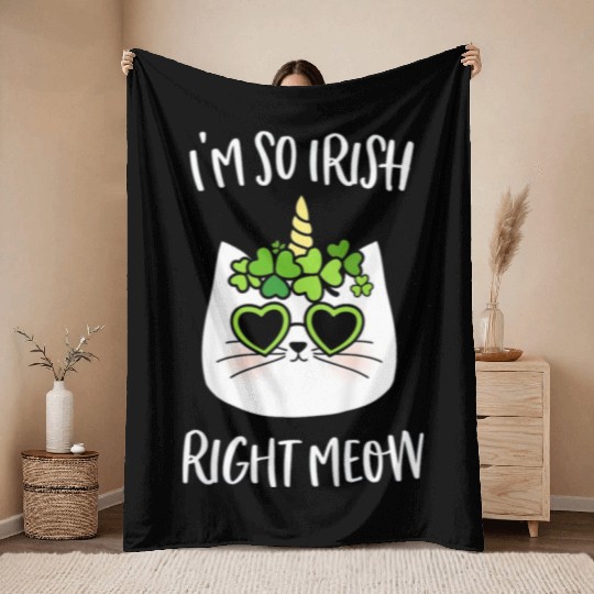 So Irish Right Meow Throw Blankets