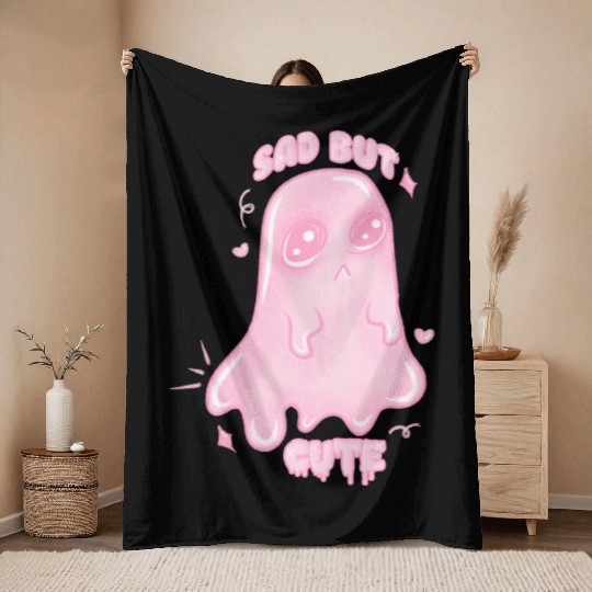 Pastel Goth Ghost | Sad but Cute | Creepy Cute Throw Blankets