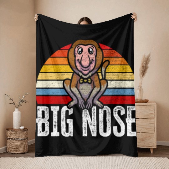Big Nose Proboscis Monkey Ape Wildlife Zookeeper Throw Blankets