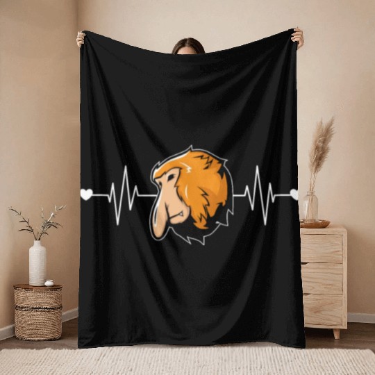 Proboscis Monkey Heartbeat Ape Wildlife Zookeeper Throw Blankets