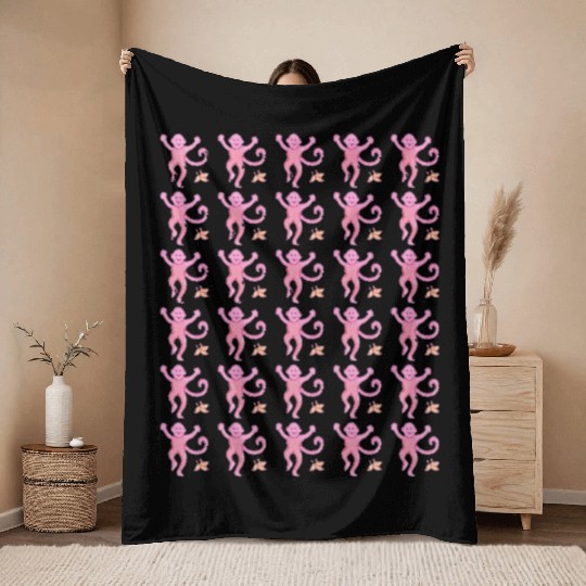 Preppy Monkey Throw Blankets