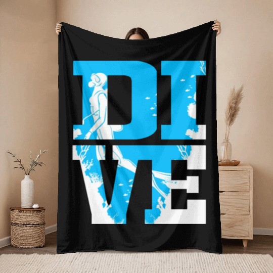 Scuba Diver Dive Scuba Diving Throw Blankets